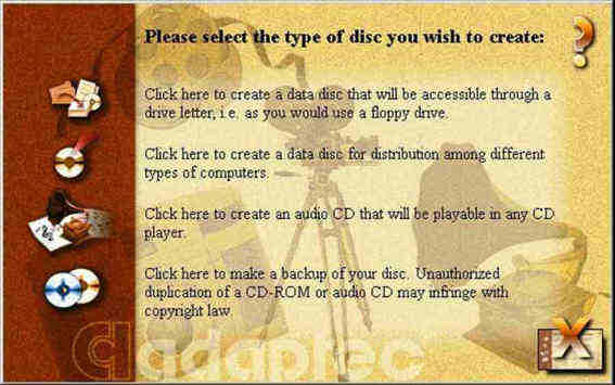 Graphic of Easy CD first screen