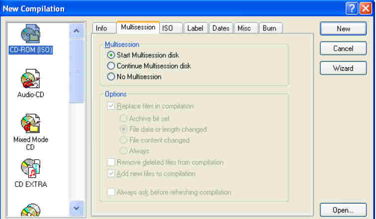 Graphic of Nero Multisession recording screen