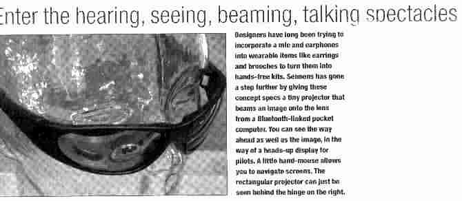 Article and photo of Siemens glasses with mini projector