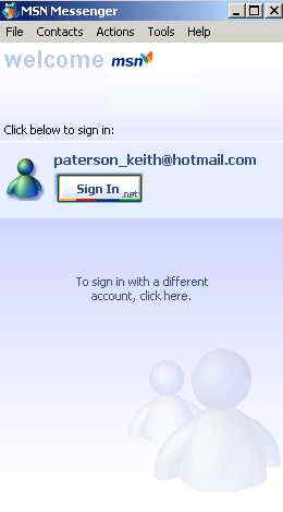 Msn Messenger Sign on screen