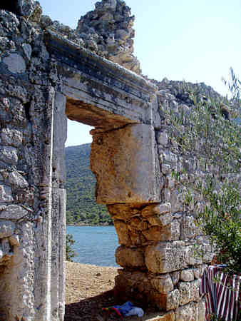 Entrance to ancient bath house at Aparlae