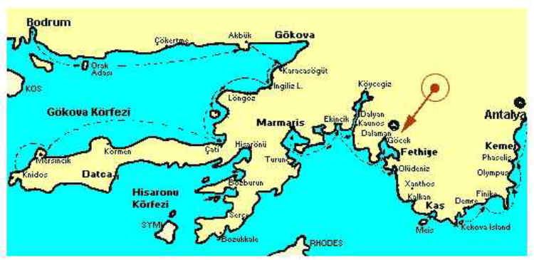 Map of Lycian Coast