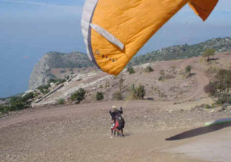 Takeoff from the mountain